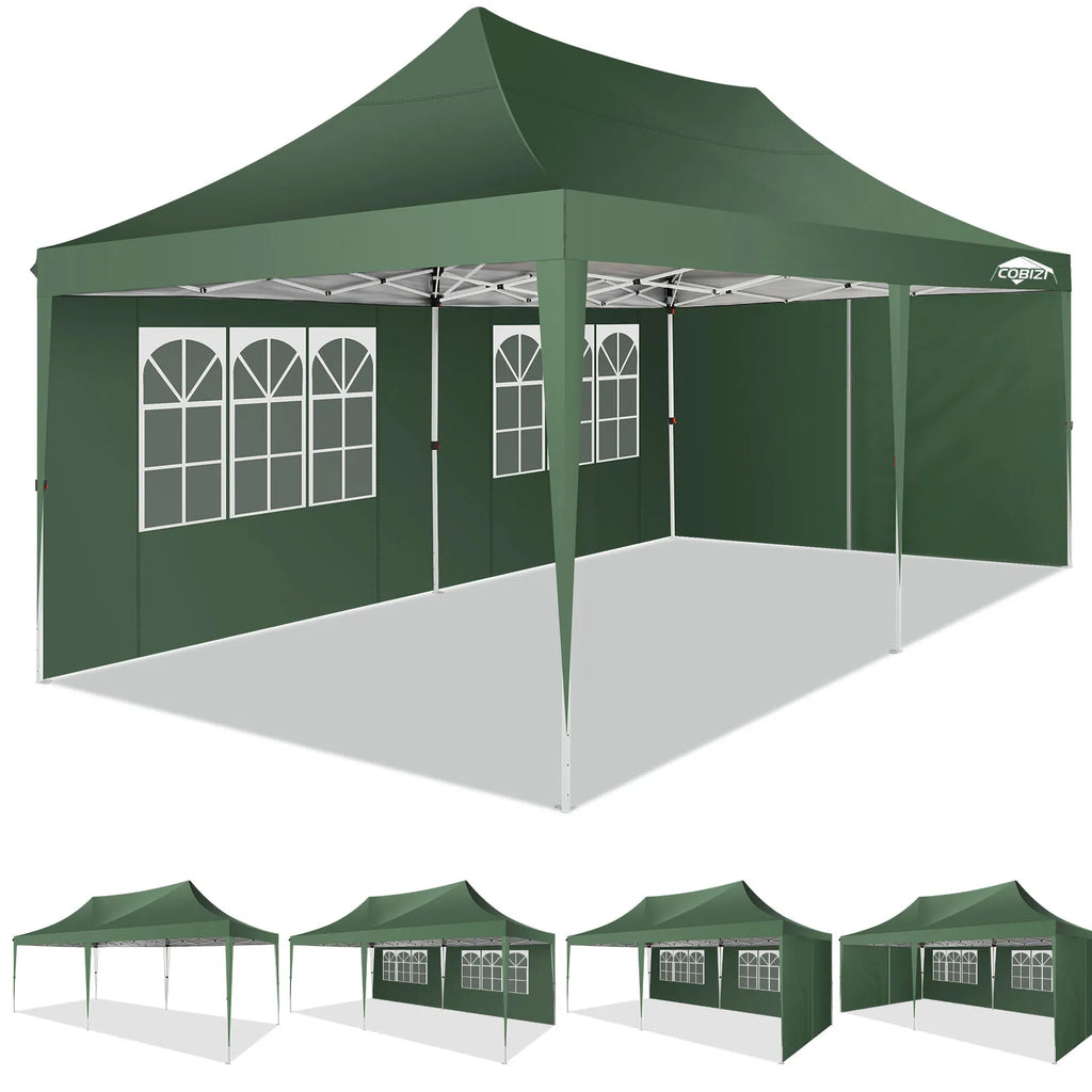 10x20ft Pop Up Canopy With 6 Sidewall Outdoor Gazebo Tent For Party Wedding Commercial Awning Sunshade Shelter With Carry Bag