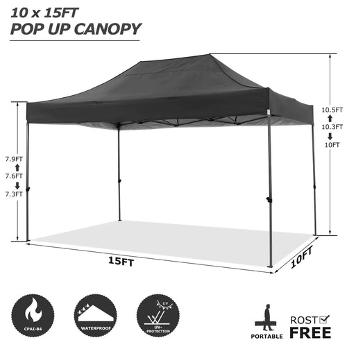 10x15 Pop up Canopy Tent Heavy Duty Gazebo with 4 Sidewalls,UPF 50+ All Weather Waterproof Commercial Outdoor Wedding Party Tent