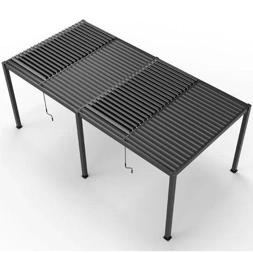Aluminum Louvered Pergola 10x19ft Outdoor Shade Structure with Adjustable Louvers for Patio, Garden, Deck