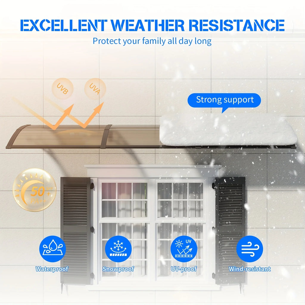 Awning Canopy for Door Window UV Rain Snow Sunlight Protection Polycarbonate Hollow Sheet Outdoor canopy Easy Install