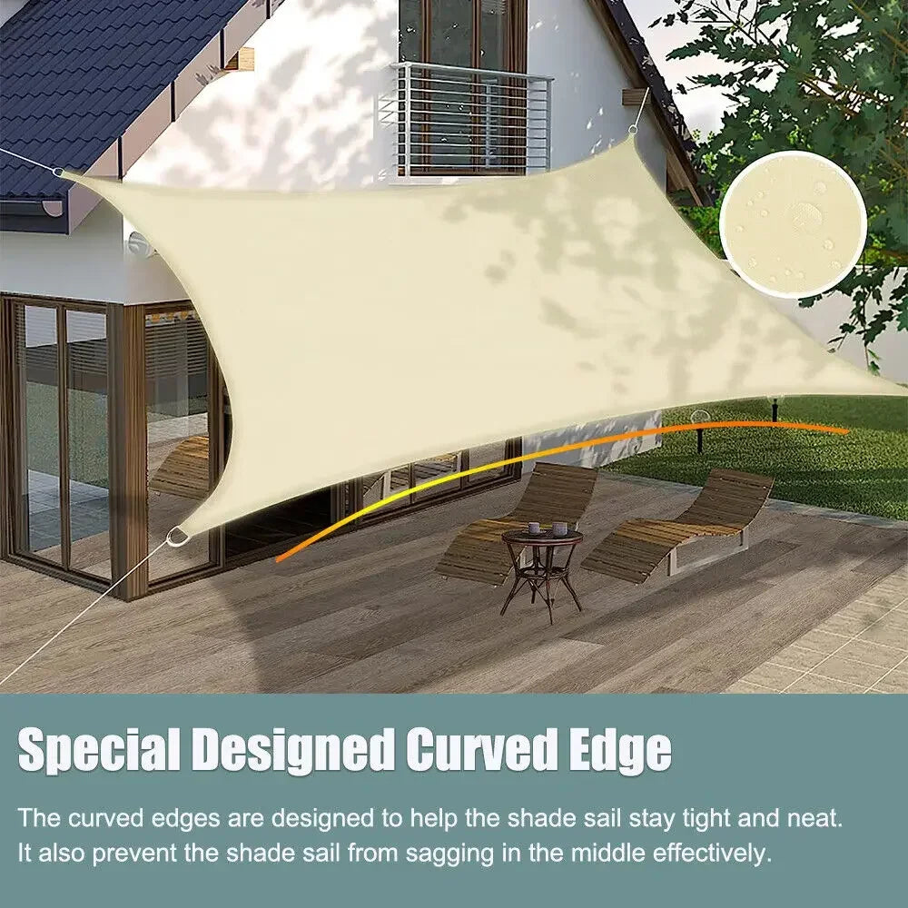 Waterproof Shade Sail UV Block Awning Patio Garden Sail Canopy Outdoor Sun Shade Sail for Garden Patio Yard Party Camping