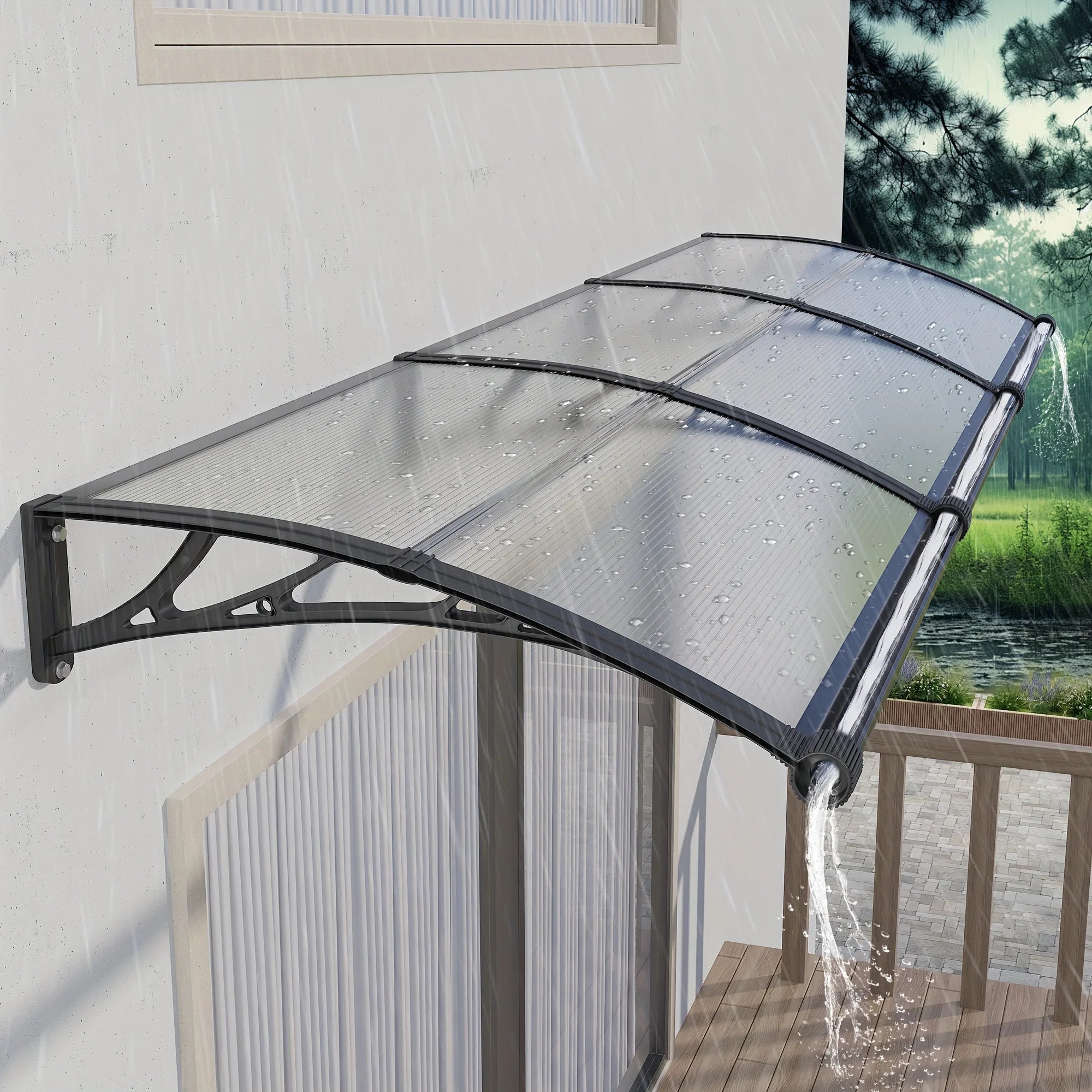 GUANSU-CN DlY Window Awning Canopy for Door with Large Drainage Grooves Outdoor Sun Cover UV Rain Snow Sunlight Protection