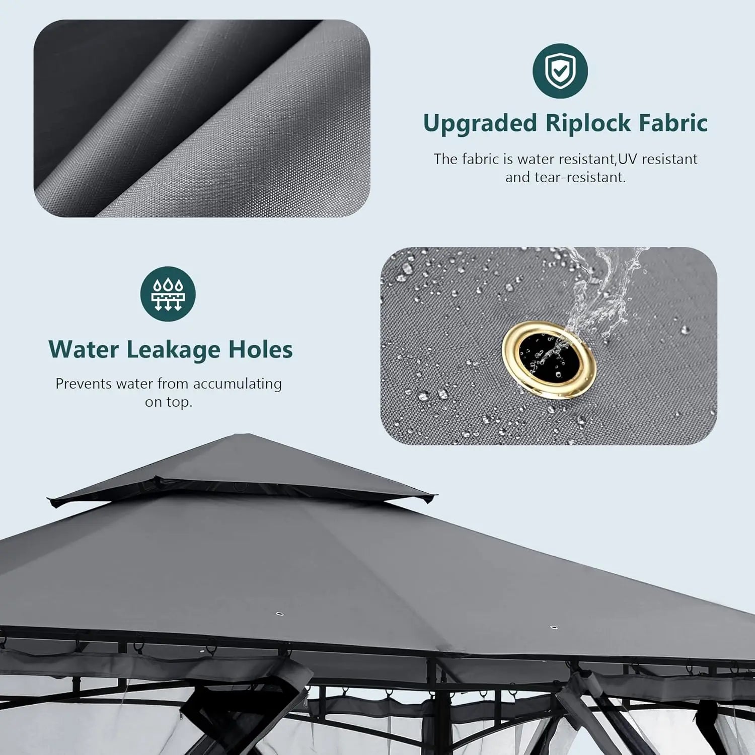 Outdoor Garden Gazebo for Patios with Stable Steel Frame and Netting Walls (9x9,Dark Gray), Customized
